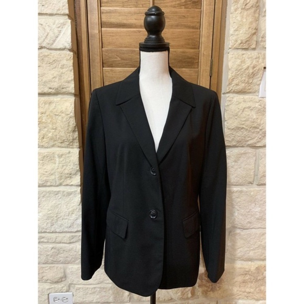 LAFAYETTE 148 Women’s Button Career Blazer Wool Blend Black Stretch Size 10​